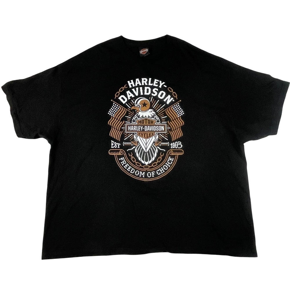 Harley-Davidson Shirt Mens 4XL Black Freedom Of Choice Eagle 2-Sided Graphic Tee
